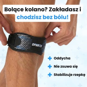 KneeFix – Stabilizująca Opaska na Ból Kolana, Niestabilność Rzepki i Rehabilitację (1+1 Gratis)